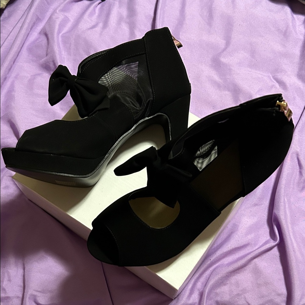 Elegant Black Peep-Toe Heels